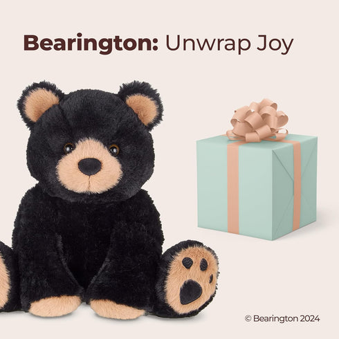 Bearington Collection Woody The Black Bear Plush, 10.5 Inch Stuffed Animal Toy