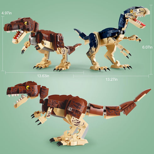 QUENTINAG Sets 910PCS, 6+ Dinosaur Toy Building Build Mighty T.rex & Velociraptor, Dinos World Building Kit for Boys