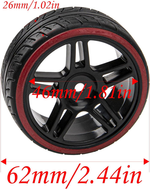 Hard Plastic Wheel Rims & Tires 12mm Hex for Traxxas HSP Tamiya Kyosho Himoto 1/10 RC Drift Car
