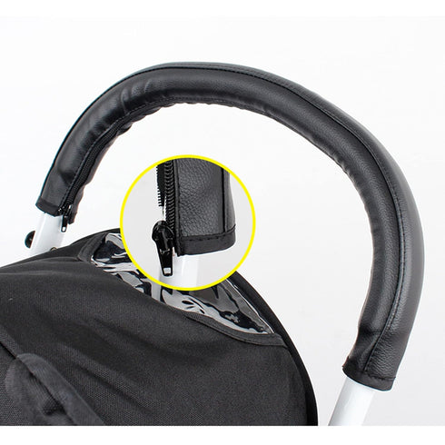 Stroller Handle Cover,Handle Sleeve Cover, Grip Bar, Replacement, Compatible with BBZ Yoyo Stroller/Yoyo+ /Yoya Stroller Armrest Bumper Bar Accessories Zipper Open Vegan Leather - Black