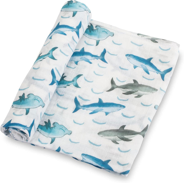 LollyBanks Baby Blanket for Boys, 100% Cotton Muslin Swaddle Blankets, 47 x