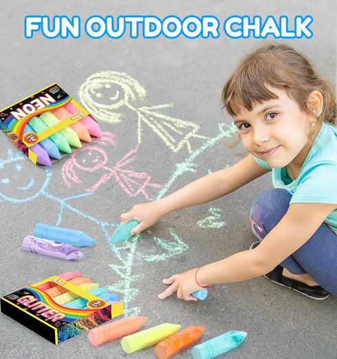 36 PCS Sidewalk Chalk for Kids, 18 Colors Nontoxic Washable Bulk for Outdoor Painting on Chalkboard