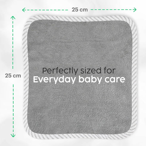 San Francisco Baby Washcloths for Newborn, Rayon from Bamboo, Soft Wash Cloths, 6 Pieces, Gray
