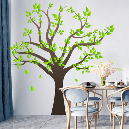 Amaonm Removable Cartoon Giant Brown Tree Wall Decals - DIY Leaves Wall Sticker for Nursery, Kids Room, Bedroom, Living