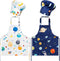 GROBRO7 4Pcs Kids Apron and Chef Hat Set Gift for Girls Boy,
