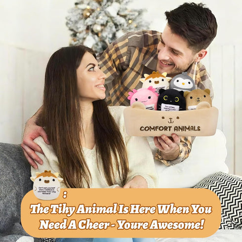 Set,6 Emotional Support Plush Animal Pcs Cute Animals Plush Toys and Fun Stuffed Animals with Positive Words,Soft