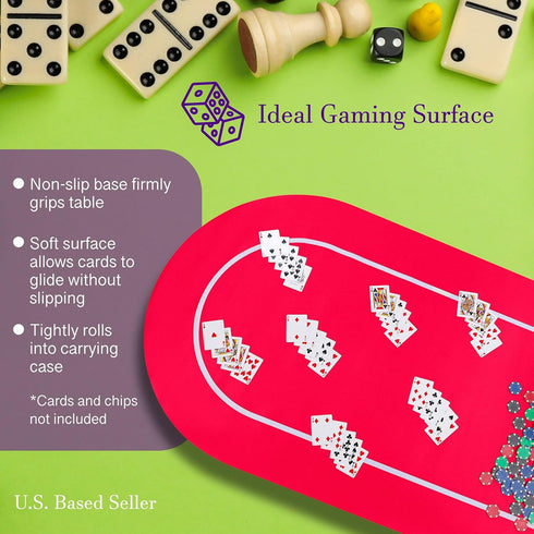 Jigitz Poker Mat - 70 x 35in Non-Slip Game Mat with Black Carrying Case for Card Games