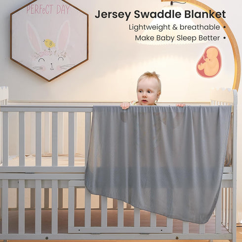 lasoftan 40 30 inches, 2 Jersey Unisex Swaddle Blanket, Ultra Soft Stretchy Receiving Blanket, Newborn Swaddle Wrap