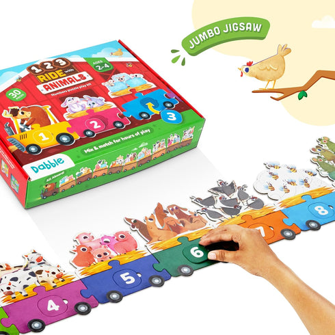 Farmyard Math Magic! 123 Ride with Animals - Three-way Puzzle Magic for Kids Ages 2-4, Birthday Gifts