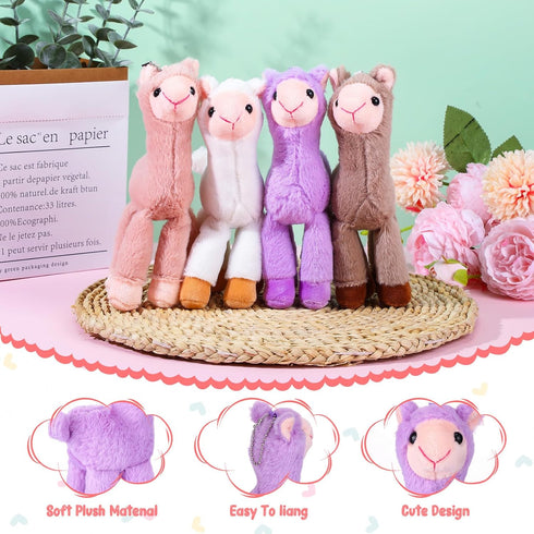 Wettarn 24 Pcs 7.87 Inch Mini Llama Stuffed Animal, Alpaca Plush Doll Toys for Birthday Party Gift Supplies