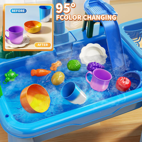 2 3 4 5 6 3-8, Summer JUKUDAHU Water Table Play Sink Toy for Kids Years Old - Outdoor Kitchen with Running Water