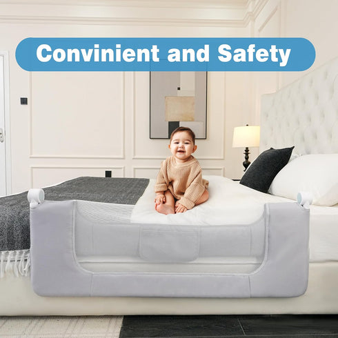 DEALNASTAR Rail-60in/150cm Bed Rail for Toddlers,Foldable Baby Bed Height Adjustable Safety Guard for Kids, Universal