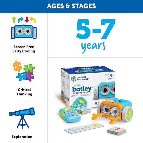 Learning Resources Botley The Coding Robot - 45 Pieces, Screen-Free Coding STEM Toy for Kids Ages 5+