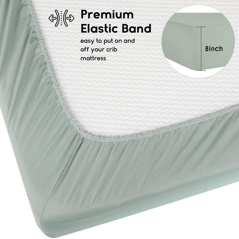 2 Pack 28x52x8in(Green+Leaf) Yoofoss Baby Crib Sheets for Boys Girls, Fitted Crib Sheet for Standard Crib and Toddler