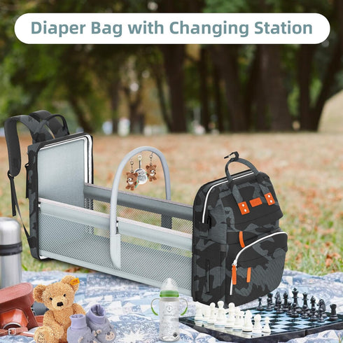 Backpack ISMGN Diaper Bag with Changing Station, Large Diaper Bag, Multifunctional Diaper Bag, Baby Bag, Camo