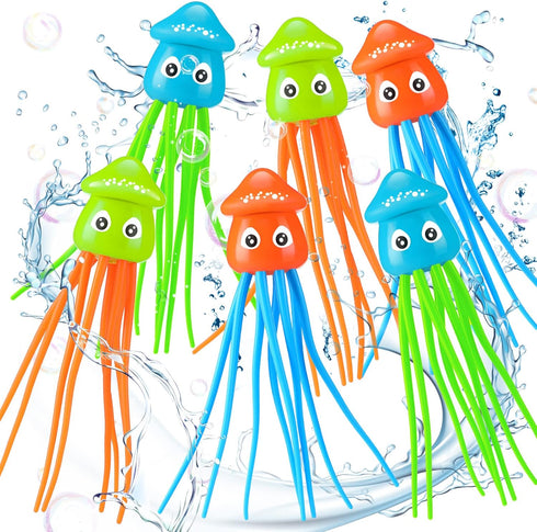Leitee 6 Pcs Octopus Bath Toys Squid Swimming Pool Dive Toys Sensory