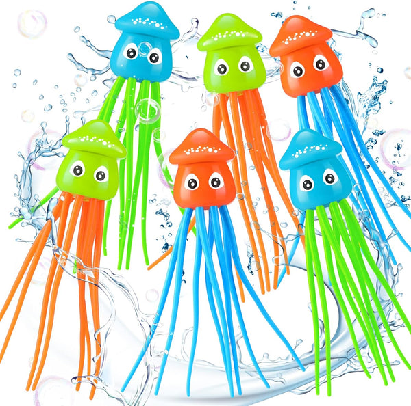Leitee 6 Pcs Octopus Bath Toys Squid Swimming Pool Dive Toys Sensory