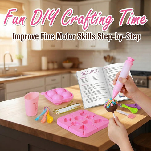 Sets Cake Pop Kit,Kids Baking for Kids,Lollipop Making Kit for Girls,Chocolate and Cupcake Making Includes Silicone