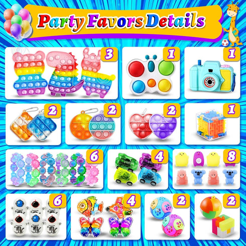 HOLILURE 324PCS 3-5 4-8-12, Pack Party Favors for Kids Fidget Toys Birthday Bulk Goodie Bag Stuffers, Treasure Box Toys