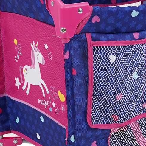 509 Crew Unicorn Doll Sleep n Care Play Yard for Kids Pretend Play, Folds for Travel & Storage