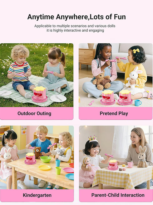 ZOENMG Dolls(2 Packs), 3-5-8, Pudding Feeding Toy for Interactive Baby Doll Food with Retractable Spoon, Pretend Play