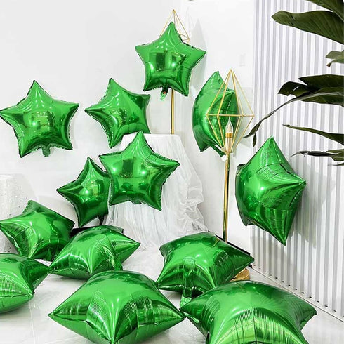 KALOR 18 Inch Green Star Mylar Balloons, 10 Pcs Star Shape Foil Helium Balloons for Wedding, Baby Shower, Birthday Party