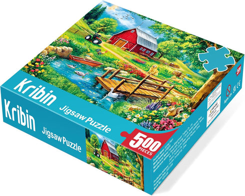 500-Piece Serene Spring Farm Jigsaw Puzzle for Adults