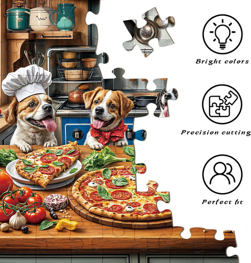 1000 Funny Dog Pizza Jigsaw Puzzle, Piece Puzzle for Adults, Food Kitchen Puzzles, Animal Pet Lover Challenging