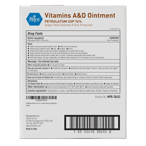 Packets 5g Packets, 144-Count, MED PRIDE Vitamins A&D Ointment for Skin Relief -Vitamin A & D Skin Protectant Ointment
