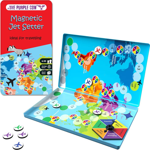 The Purple Cow Magnetic Game Box - Jet Setter - For Kids and Adults