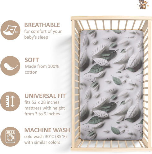 100% (52 28 Organic Crib Sheet - Cotton Baby Crib Sheets - Standard Crib Mattress Sheet x in) - Fitted Crib Sheets Girl