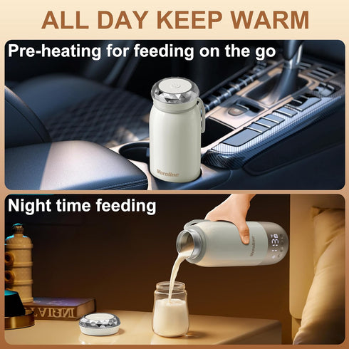 18.6 Oz 98-212 12000mAh Portable Bottle Warmer for Travel, Portable Milk Warmer, Adjustable, Baby Bottle Warmer On The
