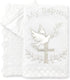 Baptism Knit Baby Blanket with Minky Dot Lining, 100% Cotton Christening Blanket