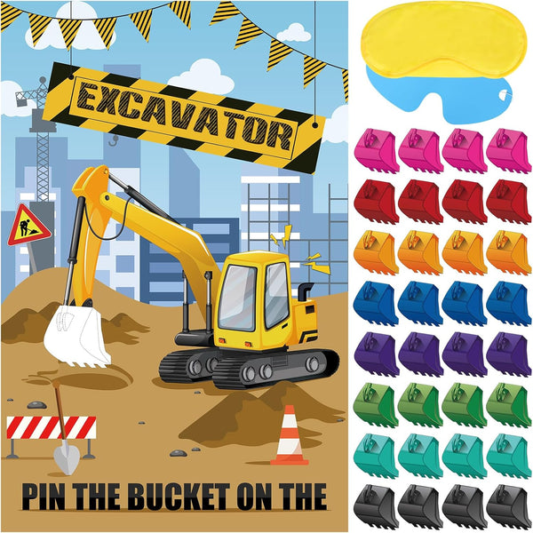 Hooqict Pin The Bucket on The Excavator Construction Party Games for Kids