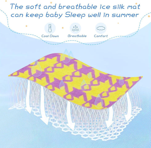 SyXIOP 28" 52" Houndstooth Purple Yellow Cooling Baby Crib Mattress Topper x Ultra Soft Bed pad for Kids, Adult