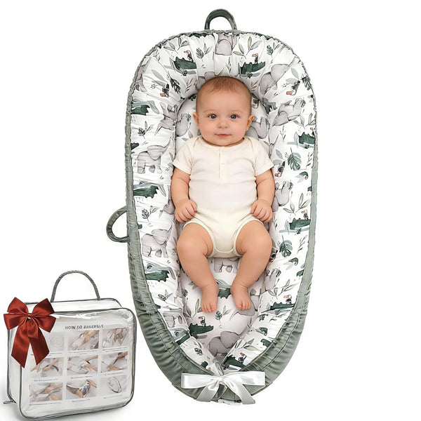 Bubbyhuts Baby Lounger-Breathable and Soft Organic 100% Cotton, Portable Infant Lounger with Removable