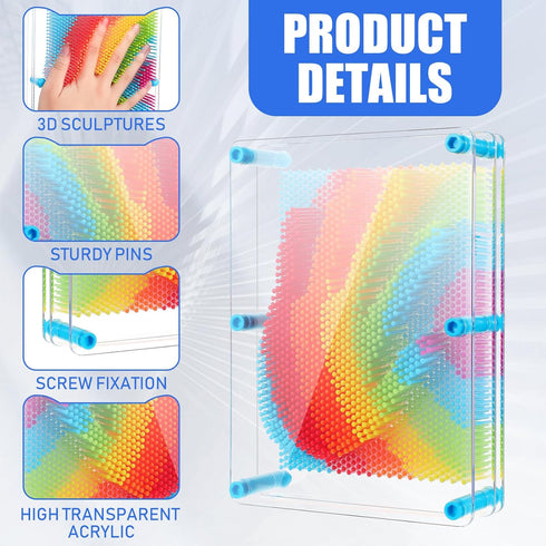 2 Pack Large 3D Pin Art Toy, 8 x 6 Inch Plastic Pin Art Board, Sensory Toy for Boys, Girls, Adults, Creative Fidgets