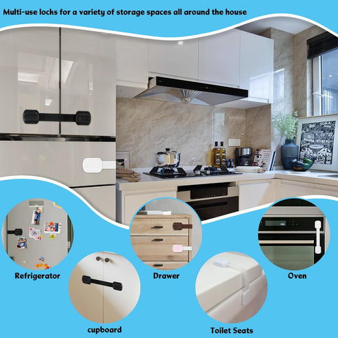 Cabinet Locks for Effective Baby Proofing - No Screws or Magnets Required, Multi-purpose for Furniture and Ovens (C -