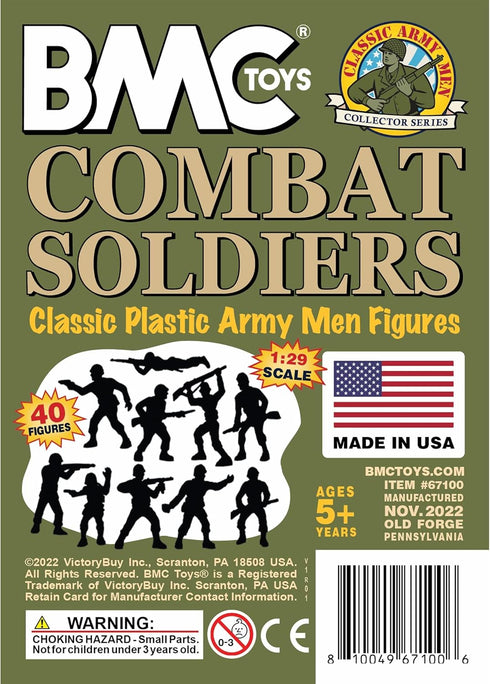 BMC Classic OD Green PLASTIC ARMY MEN - 40pc WW2 Soldier Figures Made in USA