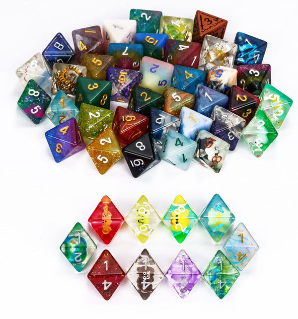 10 Pack of D8 Polyhedral Dice Set - Random Color 8 Sided
