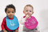 100% modern-twist Bucket-Bib Food-Grade Silicone, Waterproof and Reusable, Sloth Jungle Green
