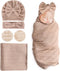 BQUBO Baby Swaddle Blankets for Girls, 4PCS Newborn Accessories Set with Matching Hat and Bow