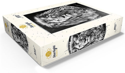 MyPuzzle Premium 1000 Piece Jigsaw Puzzle of Majestic Lion - Black and White Image for Adults
