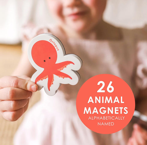 Curious Columbus Toddler Magnets – 52 Animal Fridge Magnets with 26 ABC Letters for Kids