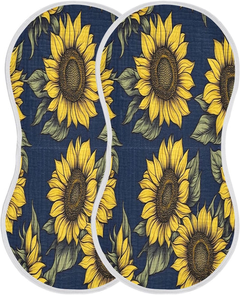 YETTASBIN Sunflowers Muslin Baby Burp Cloth, Super Soft Absorbent Cotton Burp Rag Baby Bibs Feeding Cloth for Newborn
