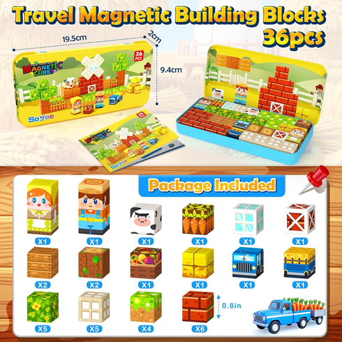3 4 5 6 7 8 Soyee Magnetic Blocks Travel Toddler Toys Magnet Building Tiles Construction Cubes STEM Sensory Learning