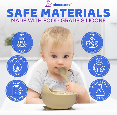 10 Set Set HippoBaby Baby Led Weaning Supplies | Piece Silicone Baby Feeding | Baby Toddler Bib Cup Divided Plate
