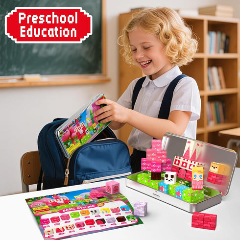 35PCS 4-8, Set 3-5, Princess Magnetic Building Blocks Travel Toys - Magnet Cubes for Kids Ages STEM Learning Toys