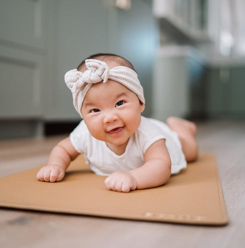 Vegan Leather Baby Changing Mat (16 X 30 in), Multipurpose Wipeable Portable Diaper Mat, Foldable for Travel (Tan)