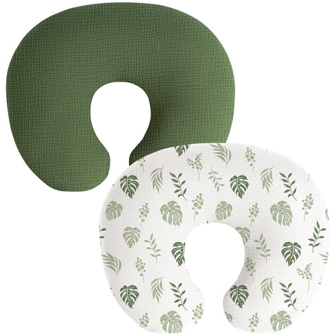 Coreeky Muslin Nursing Pillow Covers, 2 Pack, Soft & Adorable Slipcovers with Zipper